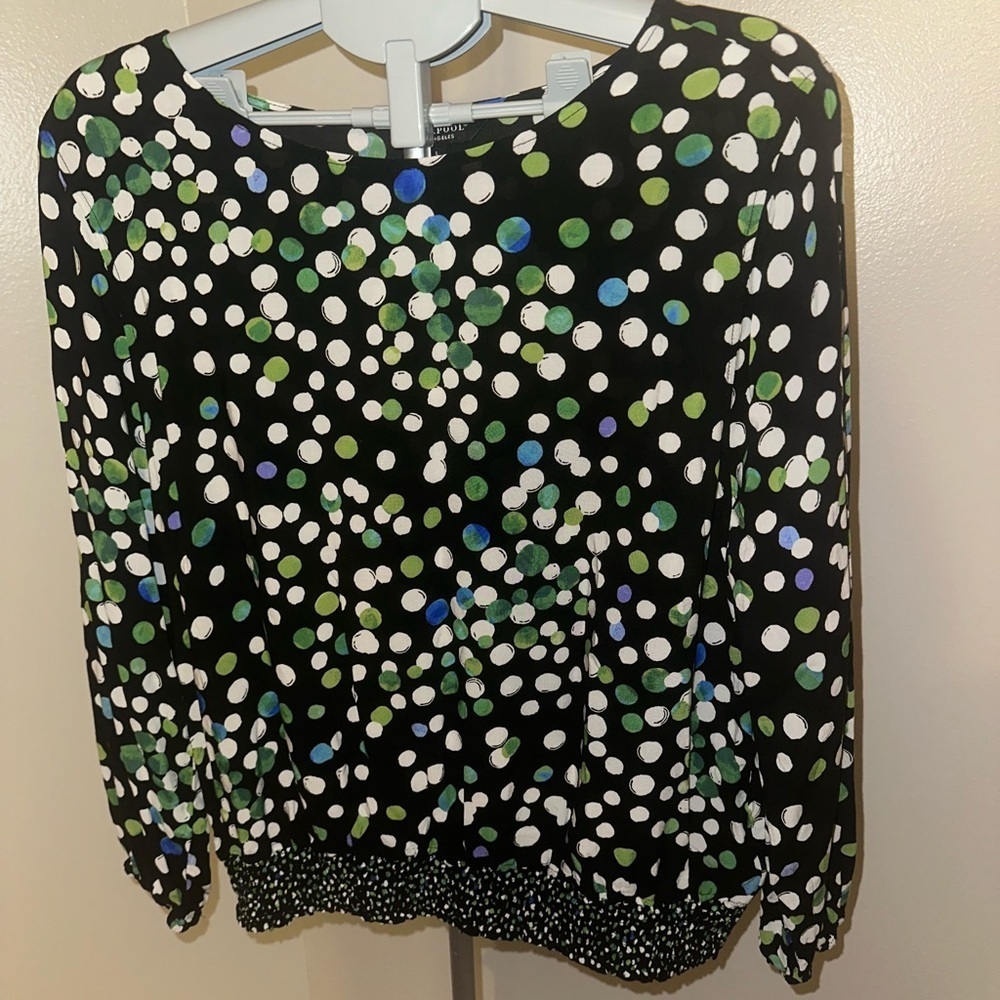 LIVERPOOL POLKA DOT PUFF SLEEVE TOP